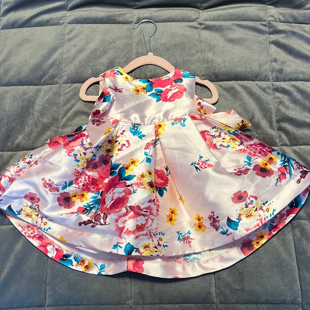 Rare Editions Polyester Girls 12M Dress. Pink Floral. Only worn once!